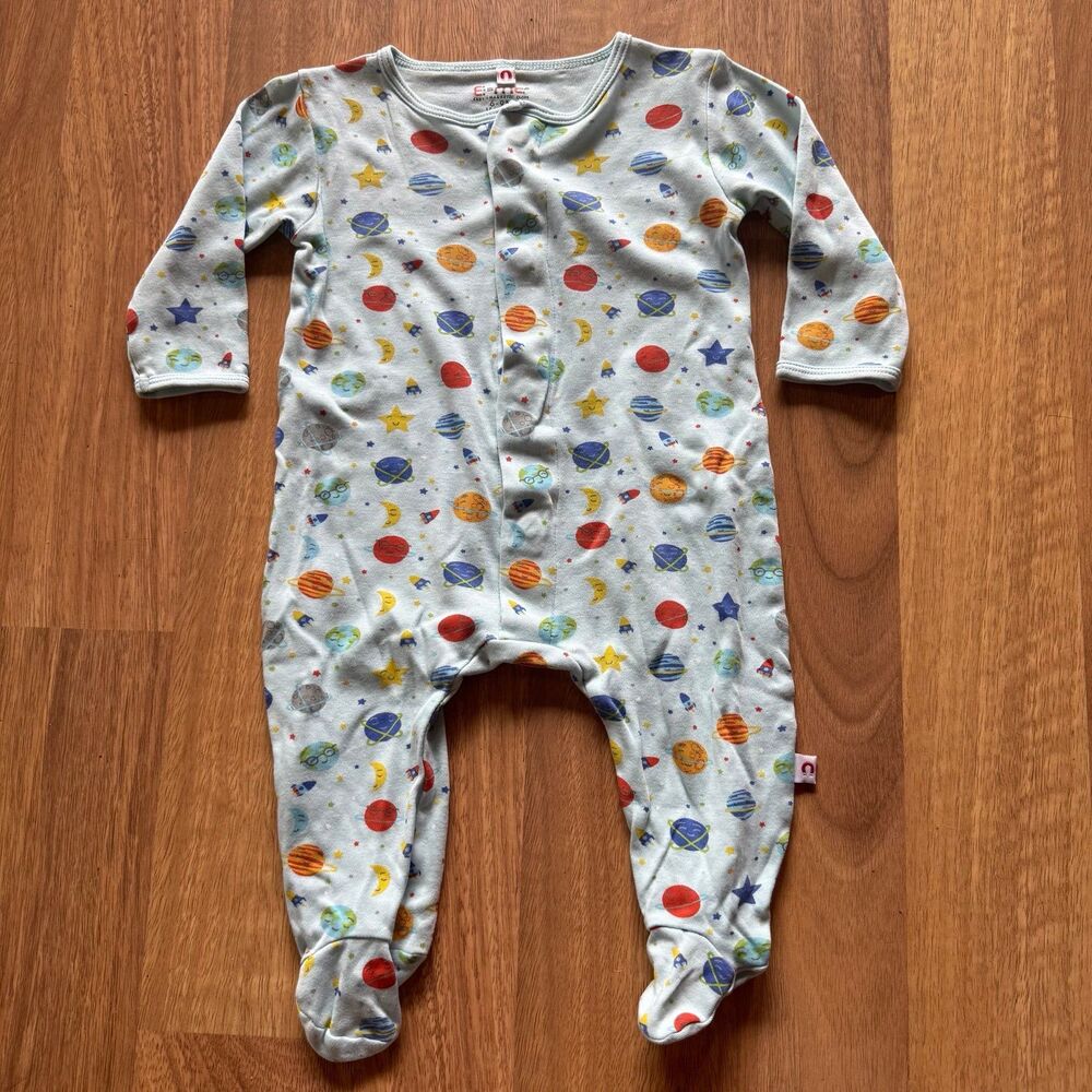 E=MC Easy Magnetic Close baby space planets  footie pajamas